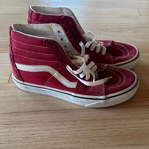 Vibrant Red High-Top Sneakers with White Details